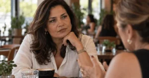 Mulher madura refletindo sobre como lidar com críticas depois dos 50