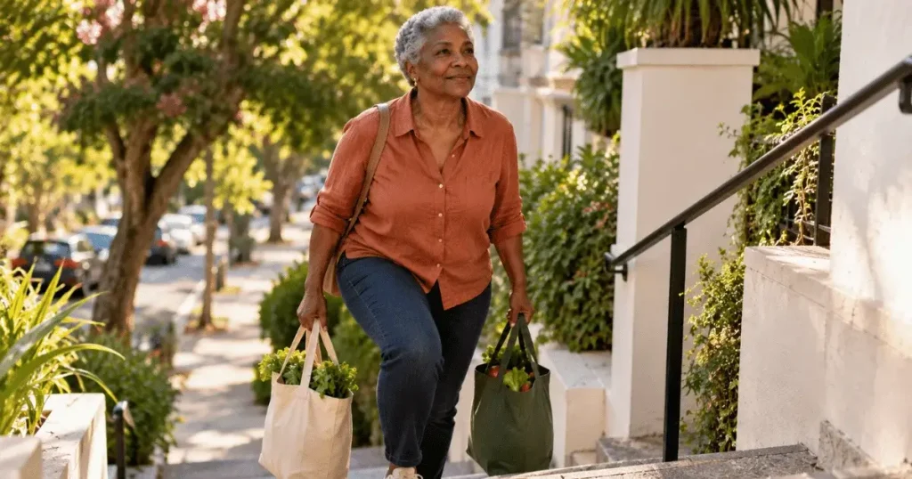 Mulher 50+ ativa e funcional no dia a dia com qualidade de vida
